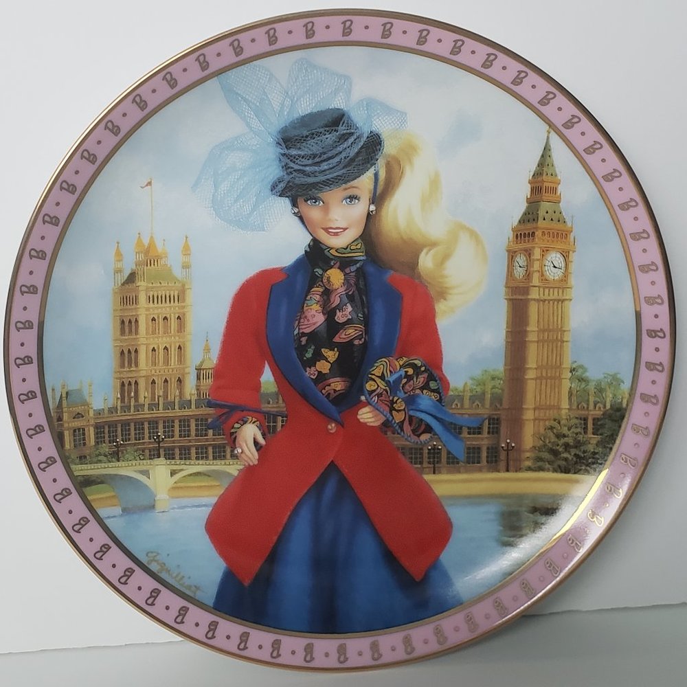 Barbie "Visits England" Limited Edition Danbury Plate Porcelain in a box